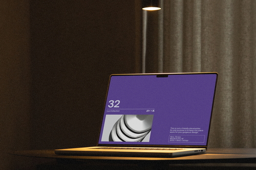 Dark Cozy MacBook Pro Mockup — LUX-32