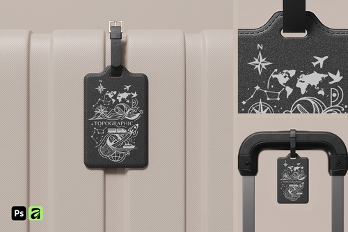 Leather Luggage Tag with Buckle Mockup