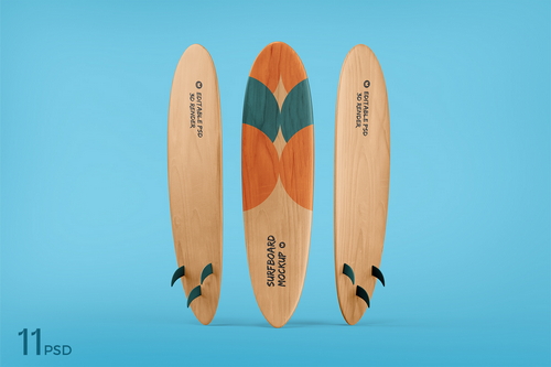 Wooden Surfboard Mockup