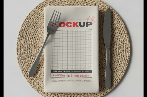 Napkin with Silverware Mockups