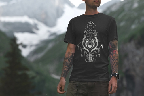 T-Shirt Mockup Male Model Alpine Scene 22