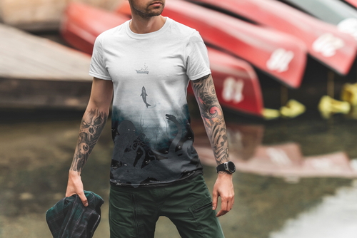 T-Shirt Mockup Male Model Adventure Scene 11