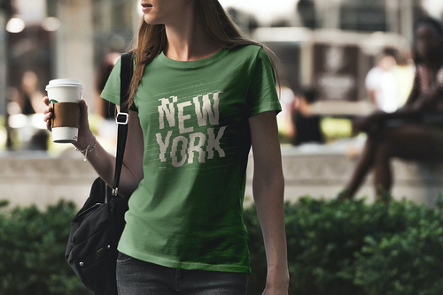 T-Shirt Mockup Female Model New York Scene 16