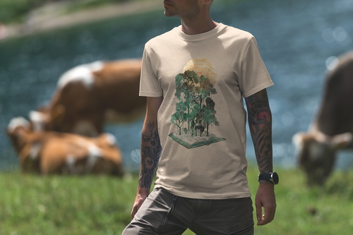 T-Shirt Mockup Male Model Alpine Scene 25