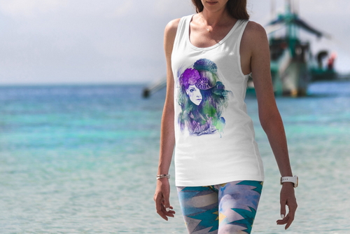 Tank Top Mockup Female Model Vacation Scene 30