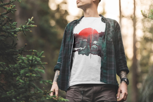 T-Shirt Mockup Male Model Adventure Scene 22