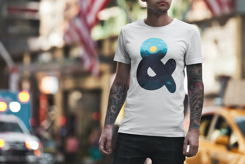 T-Shirt Mockup Male Model New York Scene 09