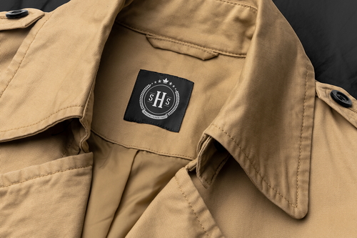 Trench Jacket Label Closeup Mockup Scene 32