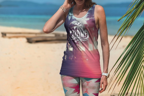 Tank Top Mockup Female Model Vacation Scene 39
