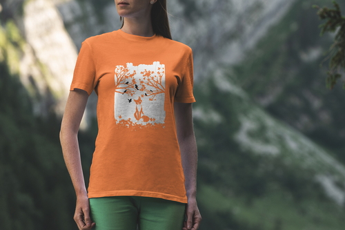 T-Shirt Mockup Female Model Alpine Scene 13