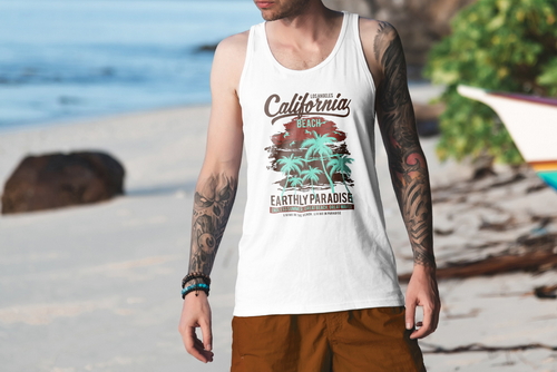 Tank Top Mockup Male Model Vacation Scene 20