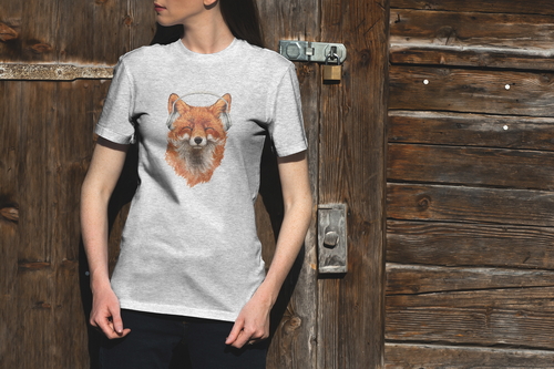 T-Shirt Mockup Female Model Alpine Scene 26