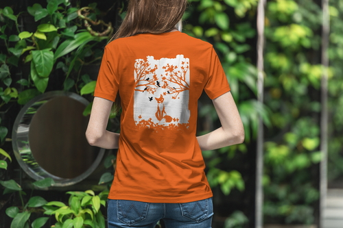 T-Shirt Mockup Female Model City Scene 02