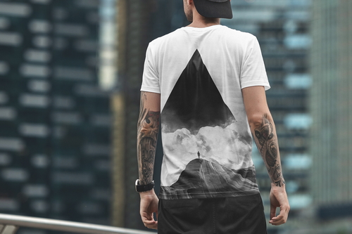 T-Shirt Mockup Male Model City Scene 25