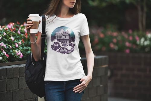 T-Shirt Mockup Female Model New York Scene 14