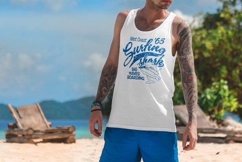 Tank Top Mockup Male Model Vacation Scene 34