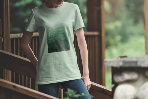 T-Shirt Mockup Female Model Adventure Scene 02