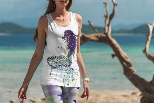 Tank Top Mockup Female Model Vacation Scene 35