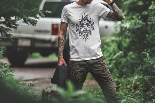 T-Shirt Mockup Male Model Adventure Scene 05