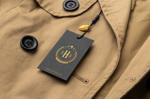 Trench Jacket Tag Closeup Mockup Scene 34