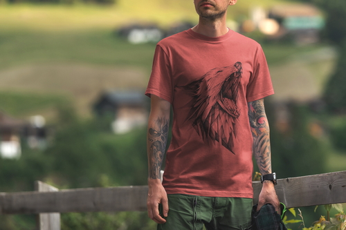 T-Shirt Mockup Male Model Alpine Scene 08