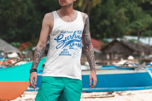 Tank Top Mockup Male Model Vacation Scene 26
