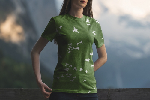 T-Shirt Mockup Female Model Alpine Scene 11