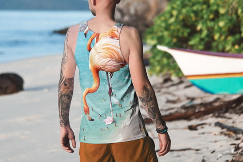Tank Top Mockup Male Model Vacation Scene 21