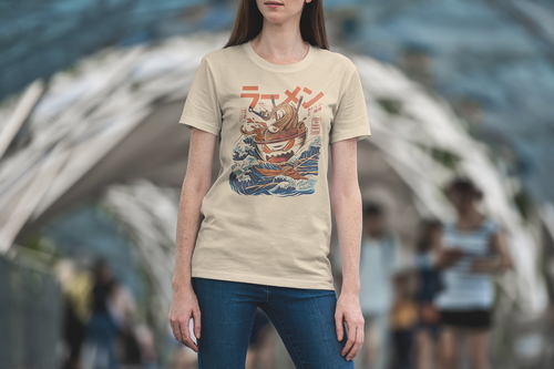 T-Shirt Mockup Female Model City Scene 11