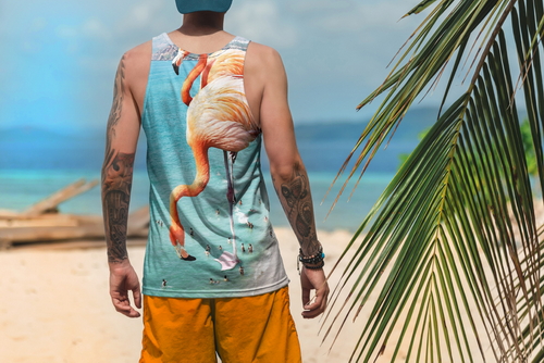 Tank Top Mockup Male Model Vacation Scene 38