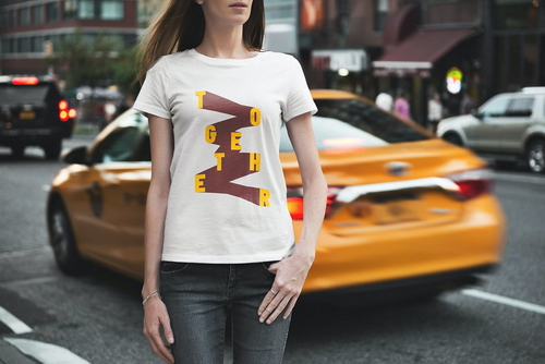 T-Shirt Mockup Female Model New York Scene 06