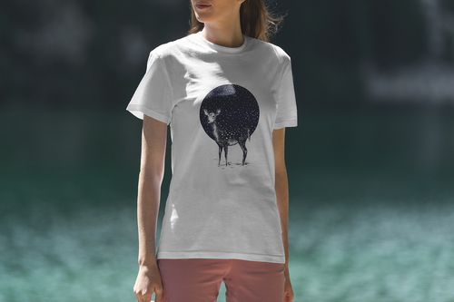 T-Shirt Mockup Female Model Alpine Scene 23