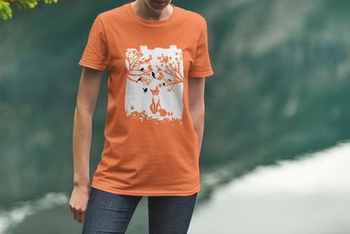 T-Shirt Mockup Female Model Adventure Scene 16