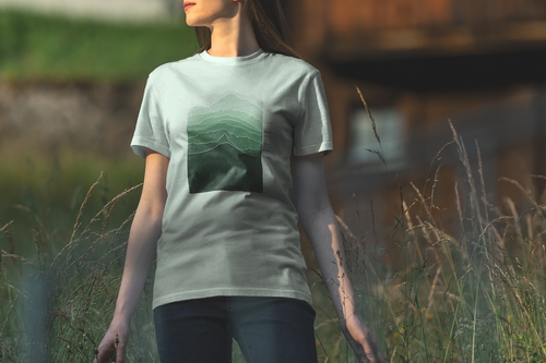 T-Shirt Mockup Female Model Alpine Scene 16