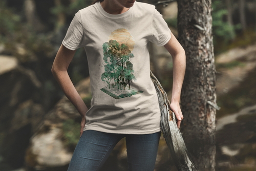 T-Shirt Mockup Female Model Adventure Scene 20