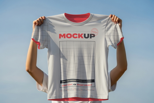 T Shirt Hold Complete Full Customizable Mockup