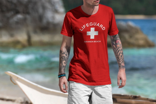 T-Shirt Mockup Male Model Vacation Scene 15