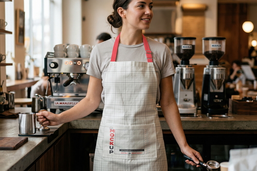 Woman on Coffee Store Apron Mockup