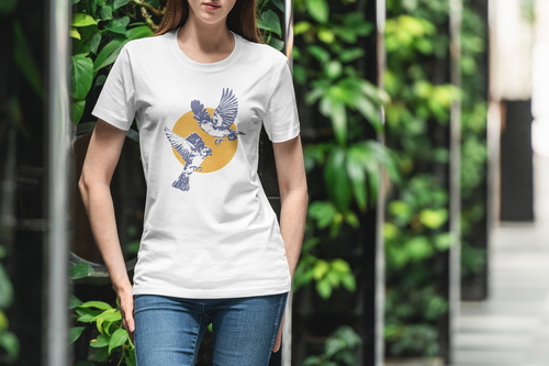 T-Shirt Mockup Female Model City Scene 01