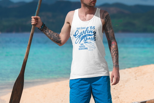 Tank Top Mockup Male Model Vacation Scene 28