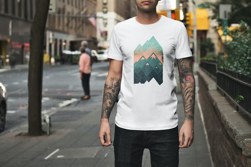 T-Shirt Mockup Male Model New York Scene 01