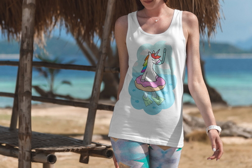 Tank Top Mockup Female Model Vacation Scene 36