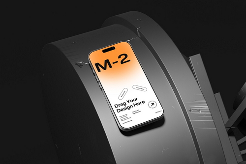 Smartphone Mockup on Metal Cylinder