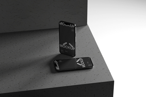 Dual Smartphone Mockup on Concrete