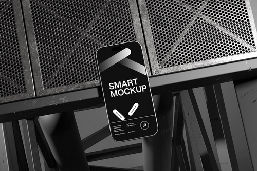 Smartphone Mockup with Metal Grid