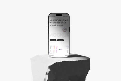 Smartphone Mockup on Stone Pedestal