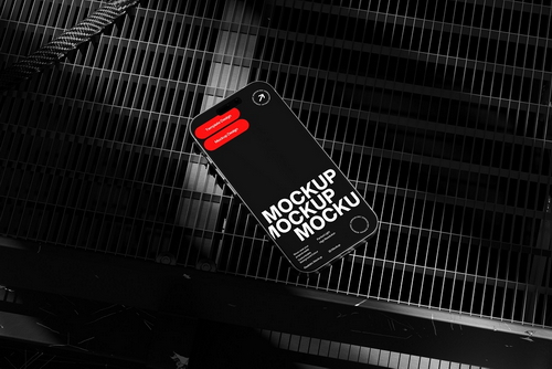 Smartphone Mockup on Metal Grid