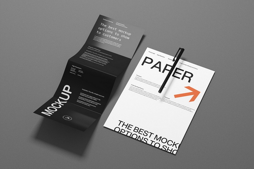 Folded Paper Stationery Mockup Set