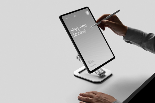 iPad Pro on a Stand Mockup Scene / Slash Series