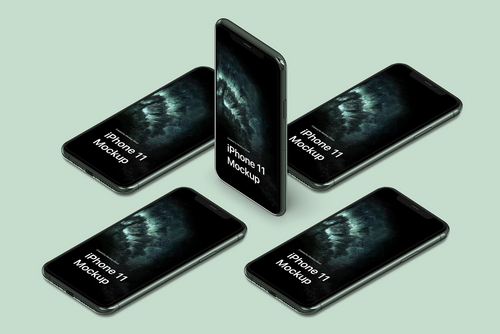 iPhone Pro Max Mockup Isometric Scene 12